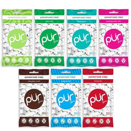 PUR Gum 100% Xylitol Chewing Gum Variety Pack, 55 Count (Pack of 7)