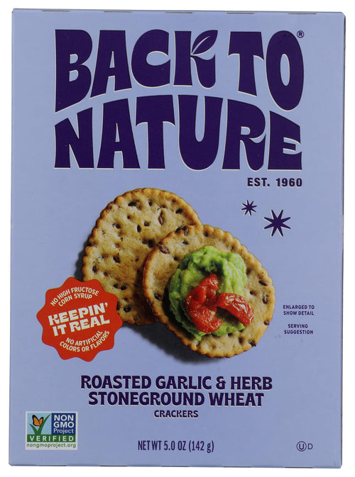 Back to Nature Stoneground Wheat Crackers, Roasted Garlic and Herb, 5 oz