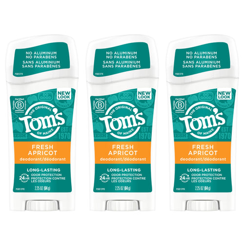 Tom's of Maine Natural Deodorant for Women, Fresh Apricot, 2.25 oz (Pack of 3)