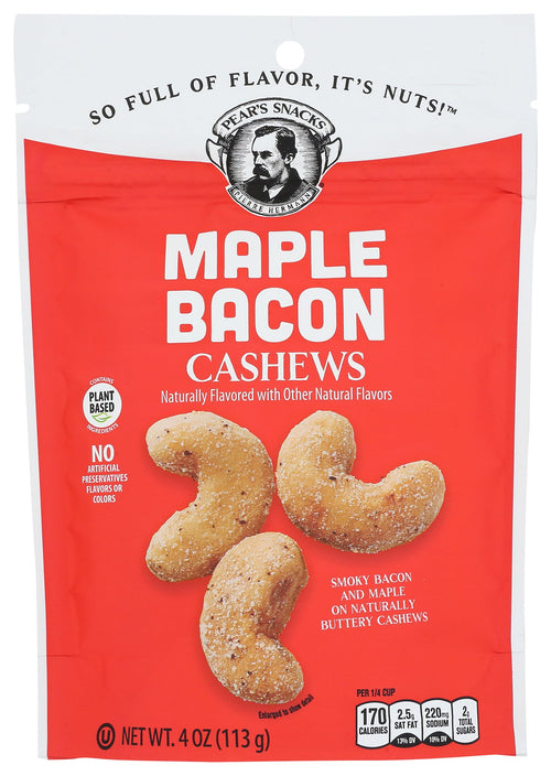 Pear's Snacks Maple Bacon Cashews, 4 oz