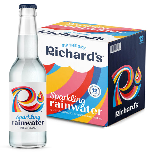 Richard's Rainwater Sparkling Water, 12 fl oz Glass Bottles (Pack of 12)