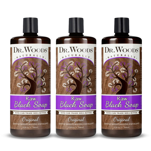 Dr. Woods Raw African Liquid Black Soap, 32 fl oz (Pack of 3)