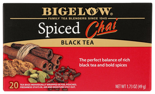Bigelow Spiced Chai Tea, Caffeinated, 20 Count