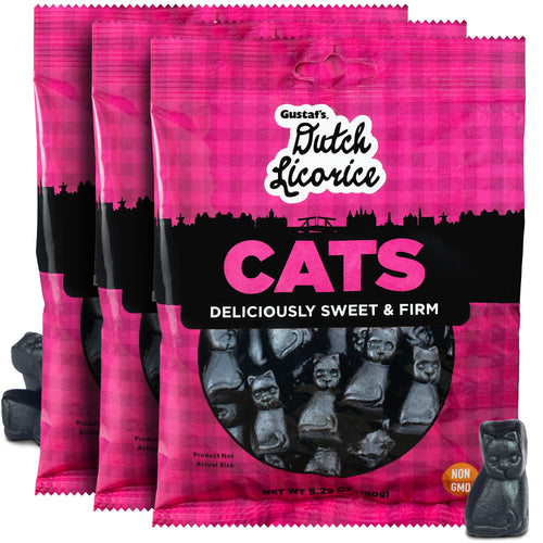 Gustaf's Sweet Dutch Licorice Cats, 5.2 oz (Pack of 3)