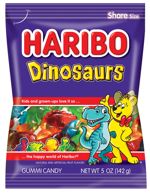 Haribo Dinosaurs Fruity Gummy Candy, 5 oz Bag