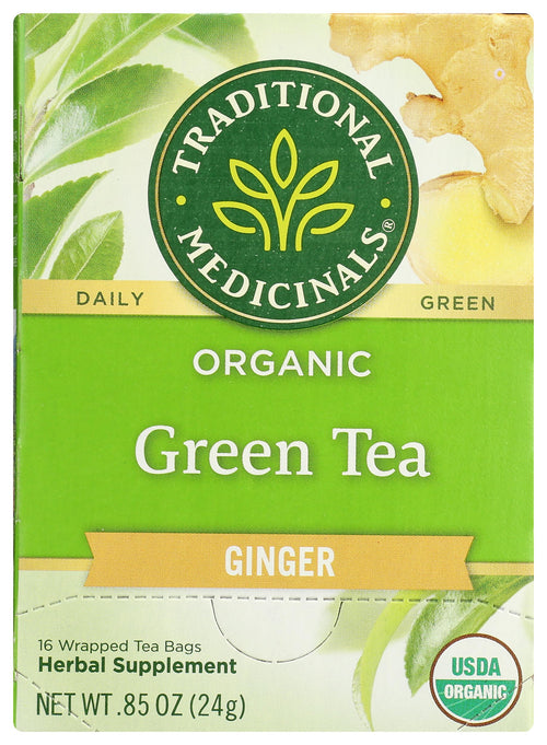 Traditional Medicinals Organic Green Tea Ginger Herbal Tea, 16 Tea Bags