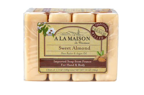 A La Maison Sweet Almond Soap Bars, 3.5 oz (4 Count)