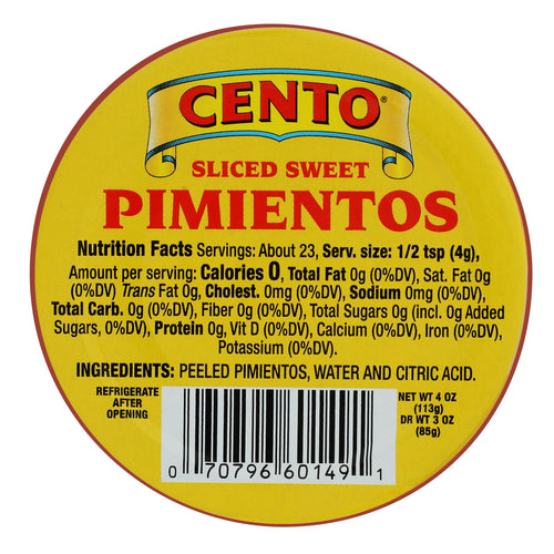 Cento Sliced Pimentos, 4 oz