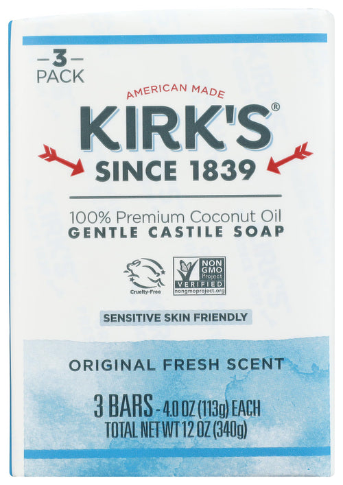 Kirk's Natural Castile Soap, Original, 4 oz (Pack of 3)