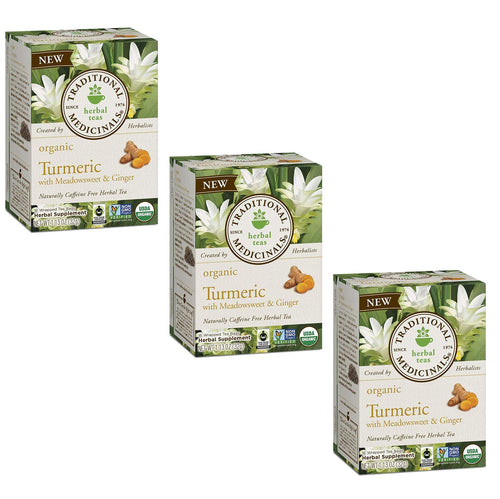 Traditional Medicinals Organic Turmeric Meadowsweet & Ginger Tea, 48 Bags (Pack of 3)