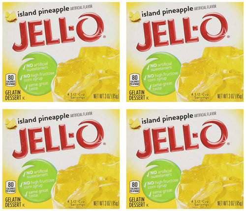 Jell-O Island Pineapple Gelatin Mix, 3 oz (Pack of 4)