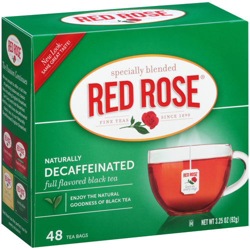 Red Rose Naturally Decaffeinated Tea Bags, 48 Count
