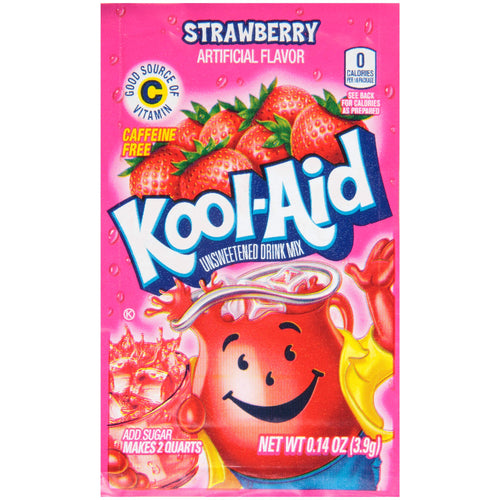 Kool-Aid Unsweetened Strawberry Powdered Drink Mix, Caffeine Free, 48 Count (Pack of 2)
