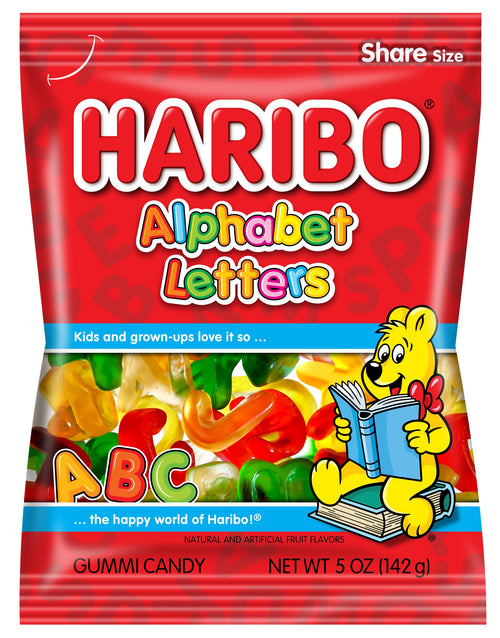 Haribo Alphabet Letters Fruity Gummy Candy, 5 oz Bag