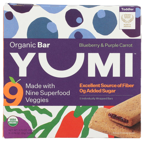 Yumi Organic Toddler Bars, Blueberry Purple Carrot, 3.7 oz