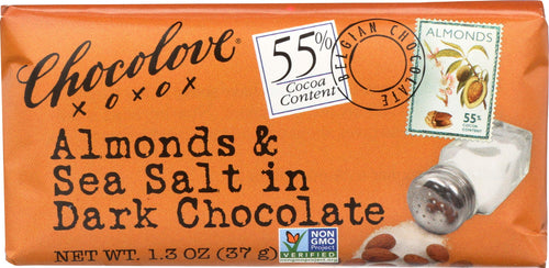 Chocolove Almonds & Sea Salt in Dark Chocolate Bar, 1.3 oz (Pack of 12)