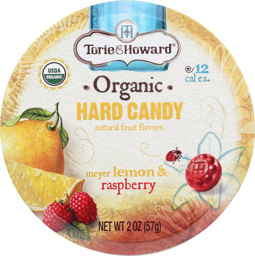 Torie & Howard Organic Hard Candy, Lemon & Raspberry, 2 oz