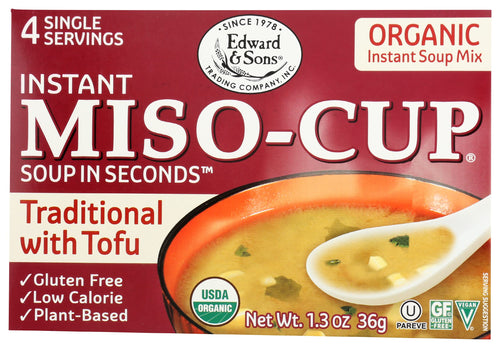 Edward & Sons Traditional Miso-Cup with Tofu, 1.3 oz (Pack of 12)