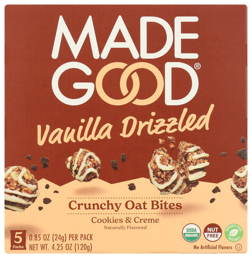 MadeGood Vanilla Drizzled Crunchy Oat Bites, 5 Pack