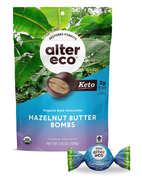 Alter Eco Hazelnut Butter Bombs, Organic Dark Chocolate (9 Count)