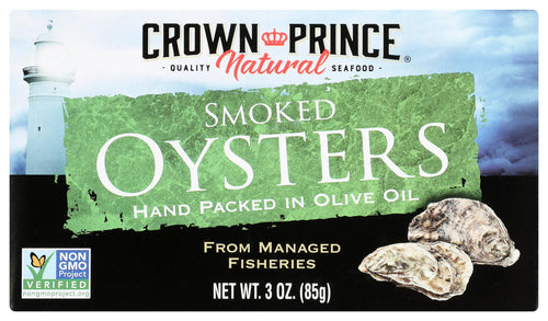 Crown Prince Natural Smoked Oysters in Pure Olive Oil, 3 oz
