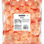 Haribo Peaches Sugar Coated Gummy Candy, 5 lb Bulk Bag