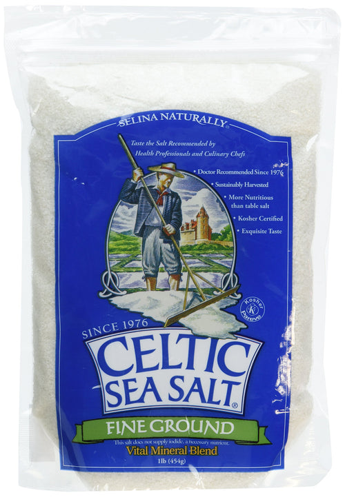 Celtic Sea Salt Fine Ground Pouch, 1 lb (Pack of 3)