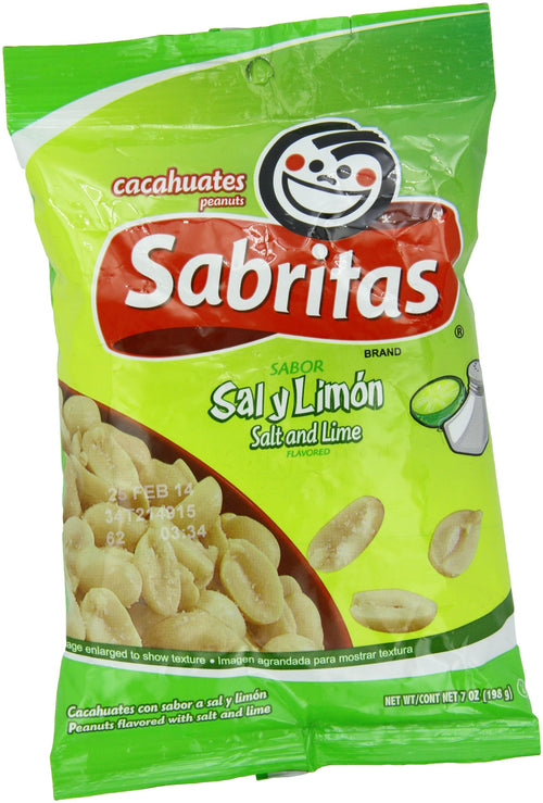 Sabritas Salt & Lime Peanuts, 7 oz (Pack of 6)