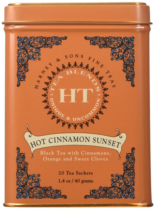 Harney & Sons Hot Cinnamon Sunset Black Tea, 20 Count Tin (Pack of 3)