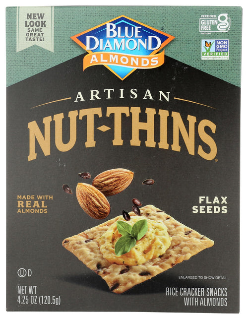 Blue Diamond Almond Nut Thins Cracker Crisps, Flax Seeds, 4.25 oz