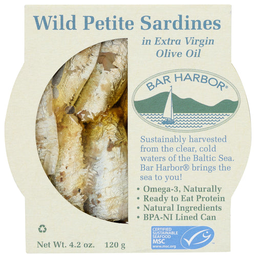 Bar Harbor Wild Petite Sardines in Extra Virgin Olive Oil, 4.2 oz