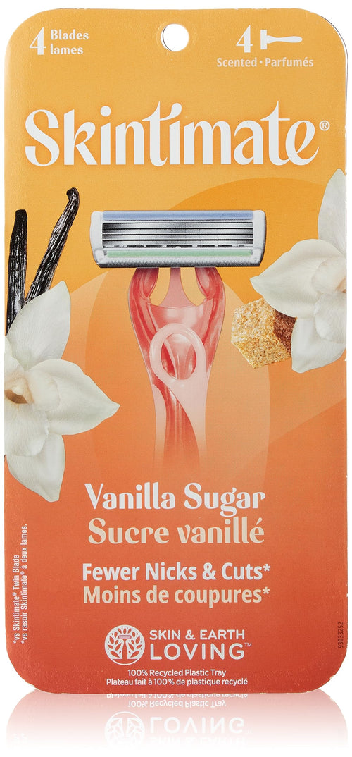 Skintimate Warm Vanilla Sugar Disposable Razor for Women, 3 Count