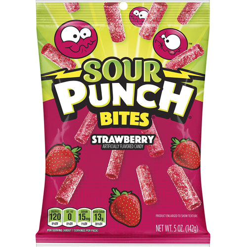Sour Punch Bites, Sweet Strawberry, 5 oz Bag (Pack of 12)