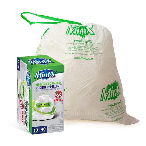 Mint-X MintFlex Rodent Repellent Trash Bags, 13 Gallon, 40 Count
