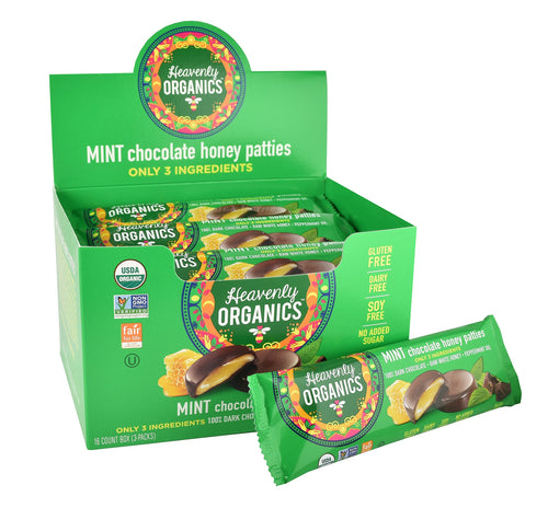 Heavenly Organics Mint Chocolate Honey Patties, 16 Count