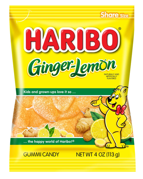 Haribo Ginger Lemon Tangy Gummy Candy, 4 oz Bag