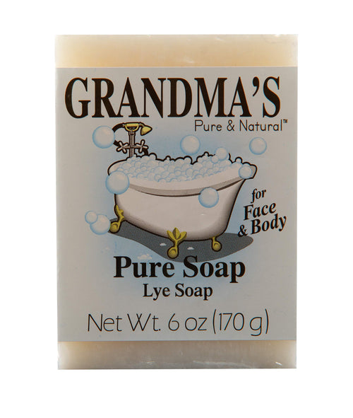 Grandma's Pure Lye Soap Bar, Unscented, 6 oz
