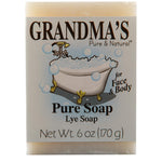 Grandma's Pure Lye Soap Bar, Unscented, 6 oz