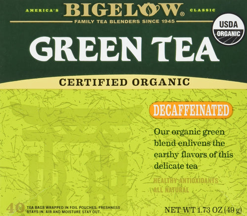 Bigelow Organic Decaffeinated Green Tea, 40 Bags (Pack of 2)