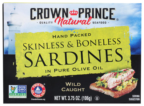 Crown Prince Wild Caught Skinless & Boneless Sardines, 3.75 oz