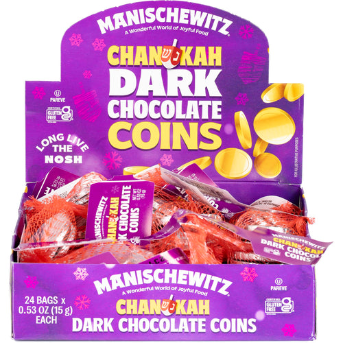 Manischewitz Dark Chocolate Chanukah Coins, 0.53 oz (Pack of 24)