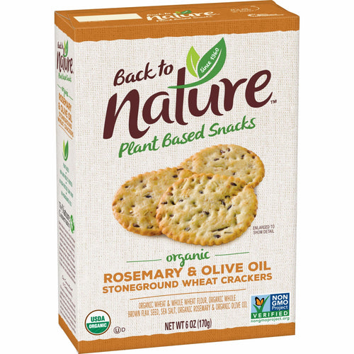 Back to Nature Rosemary Olive Oil Stoneground Organic Crackers, 6 oz