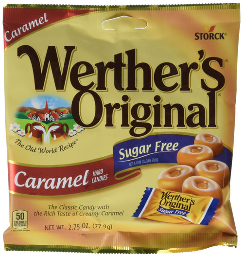 Werther's Original Sugar Free Caramel Hard Candies, 2.75 oz (Pack of 12)