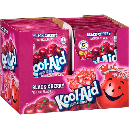 Kool-Aid Black Cherry Unsweetened Powdered Drink Mix, 0.13 oz (Pack of 96)