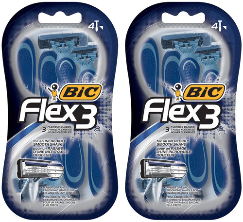 Bic Flex 3 Men's Shaver, 4 Count (Pack of 2)