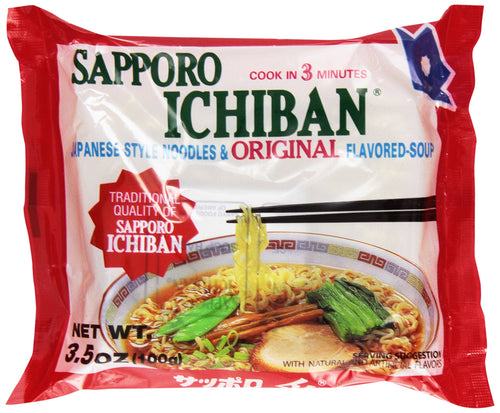 Sapporo Ichiban Japanese Style Noodles and Original Flavored Soup, 3.5 oz