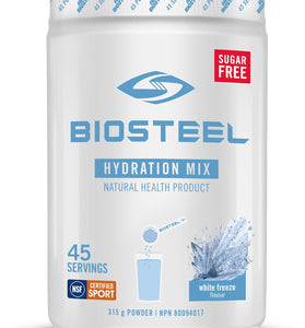 BioSteel Zero Sugar Hydration Mix, Great Tasting Hydration with 5 Essential Electrolytes, White Freeze Flavor, 45 Servings per Tub