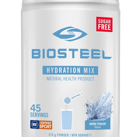 BioSteel Zero Sugar Hydration Mix, Great Tasting Hydration with 5 Essential Electrolytes, White Freeze Flavor, 45 Servings per Tub