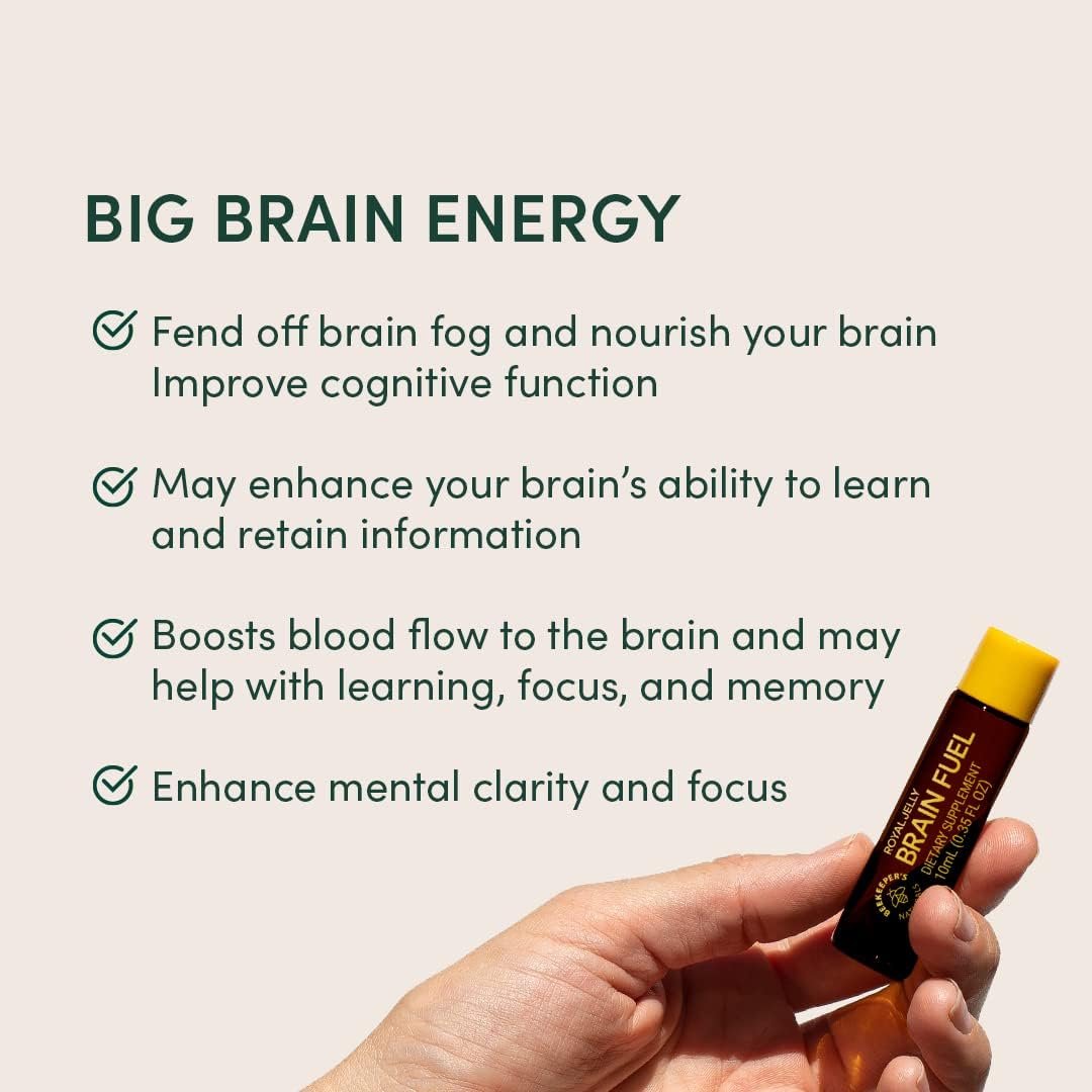 Beekeeper's Naturals B.LXR Brain Fuel - Memory, Focus and Clarity Liquid Formula, Supports Productivity - Royal Jelly, Ginkgo Biloba, Bacopa Monnieri - Keto Friendly, Gluten & Caffeine-Free