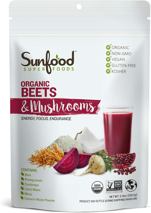 Sunfood Superfoods Organic Beets & Mushrooms Juice Powder, 5.31 oz